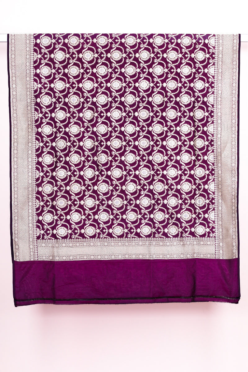 Hickory Purple Handwoven Banarasi Silk Dupatta