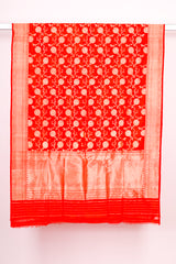 Rust Red Handwoven Banarasi Silk Dupatta