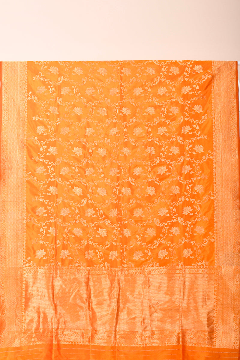 Amber Yellow Handwoven Banarasi Silk Dupatta