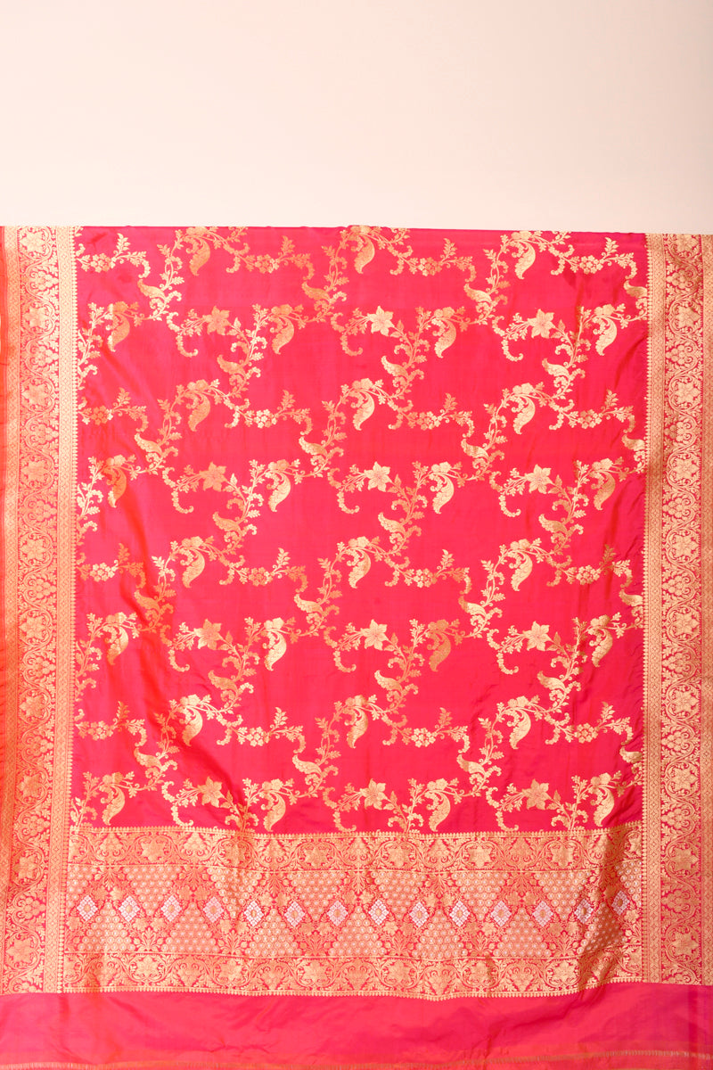 Rani Pink Handwoven Banarasi Silk Dupatta