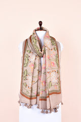 Rust Mauve Pichwai Digital Printed Linen Dupatta By Chinaya Banaras 