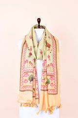  Dupatta, Timid Green  Dupatta​, Pichwai Dupatta, Dupatta for women, Printed Dupatta, Linen Dupatta​

