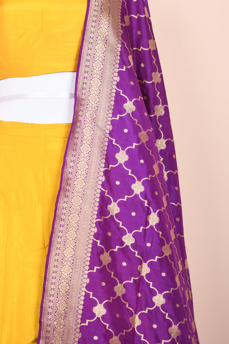 Sunflower Yellow Handwoven Chiniya Silk Lehenga Set