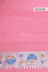 Rose Pink Woven Tussar Georgette Silk Saree