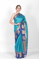 Sky Blue Woven Banarasi Kora Tanchoi Saree  By Chinaya Banaras