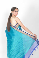 Sky Blue Woven Banarasi Kora Tanchoi Saree