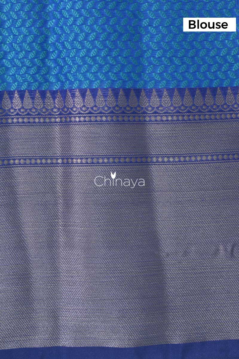 Sky Blue Woven Banarasi Kora Tanchoi Saree