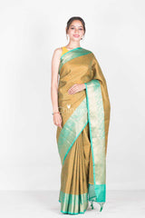 Olive Green Woven Banarasi Kora Saree  By Chinaya Banaras 