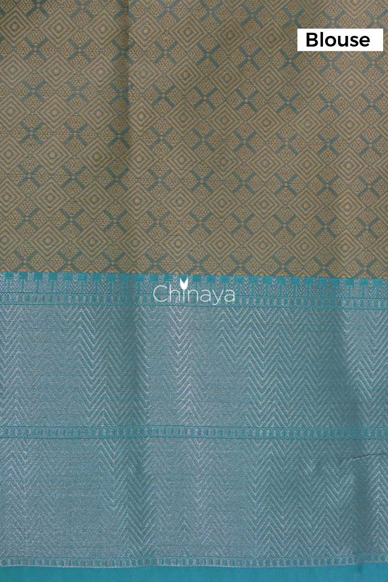 Olive Green Woven Banarasi Kora Saree