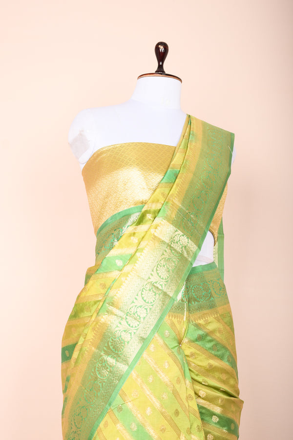 Lime Green Rangkat Chiniya Silk Saree