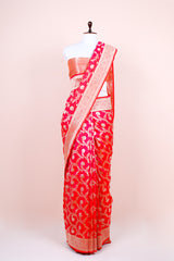Shimmery Pink Handwoven Banarasi Silk Saree