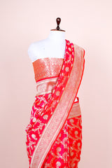 Shimmery Pink Handwoven Banarasi Silk Saree