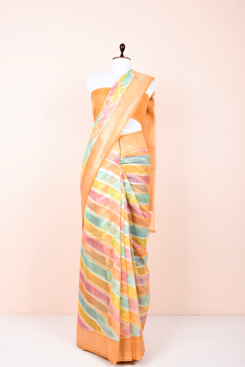 orange saree, organza saree, Bollywood saree, Banarasi saree, party wear saree