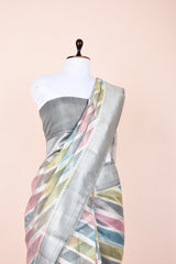 Silver Grey Rangkat Woven Organza Silk Saree