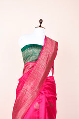 Magenta Pink Handwoven Raw Silk Saree