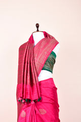 Magenta Pink Handwoven Raw Silk Saree
