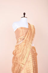 Rose Gold Striped Handwoven Tissue Silk Saree