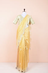 Butter Yellow Embellished Tissue Silk Saree