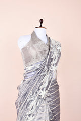 Silver Grey Embelliished Tissue Silk Saree