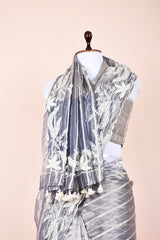 Silver Grey Embelliished Tissue Silk Saree