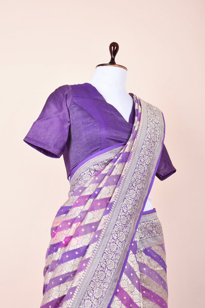 Sunitha Scharma In Iris Purple Rangkat Handloom Georgette Khaddi Silk Saree - Chinaya Banaras