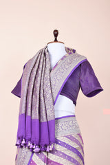 Iris Purple Rangkat Handloom Georgette Khaddi Silk Saree