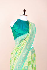 Sea Foam Green Rangkat Handwoven Georgette Khaddi Silk Saree