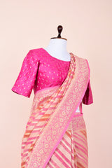 Pastel Pink Rangkat Georgette Khaddi Handloom Banarasi Saree