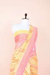 Duckling Yellow Rangkat Handwoven Georgette Khaddi Silk Saree