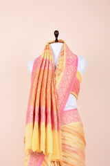 Duckling Yellow Rangkat Handwoven Georgette Khaddi Silk Saree