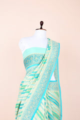 Aqua Blue Rangkat Handwoven Georgette Khaddi Silk Saree