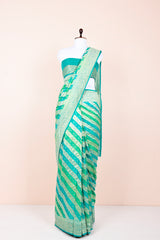 Sea Green Rangkat Handwoven Georgette Khaddi Silk Saree  By Chinaya Banaras 