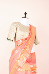 Salmon Peach Rangkat Handwoven Chiniya Silk Saree