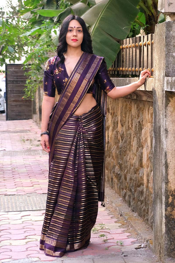 Women In Handwoven Chiniya Silk Saree at Chinaya Banaras