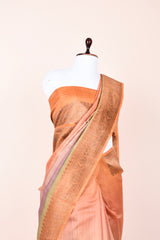 Dusty Peach Shaded Handwoven Tussar Silk Saree
