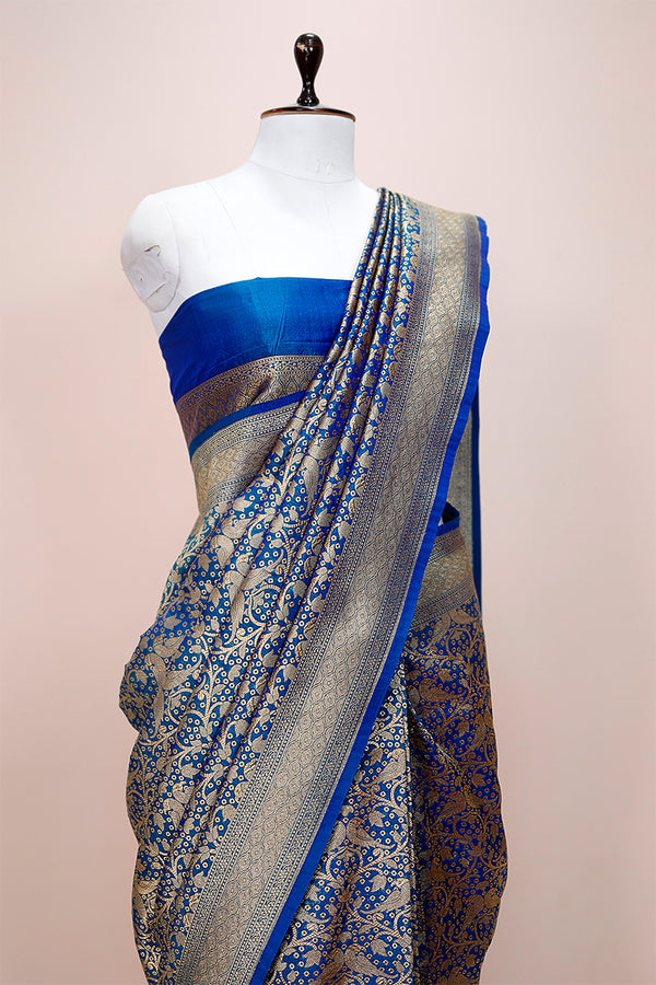 Orchid Blue Jaal Woven Casual Silk Saree