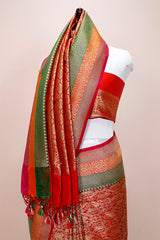 Gladiola Red Shikargah  Woven Casual Silk Saree