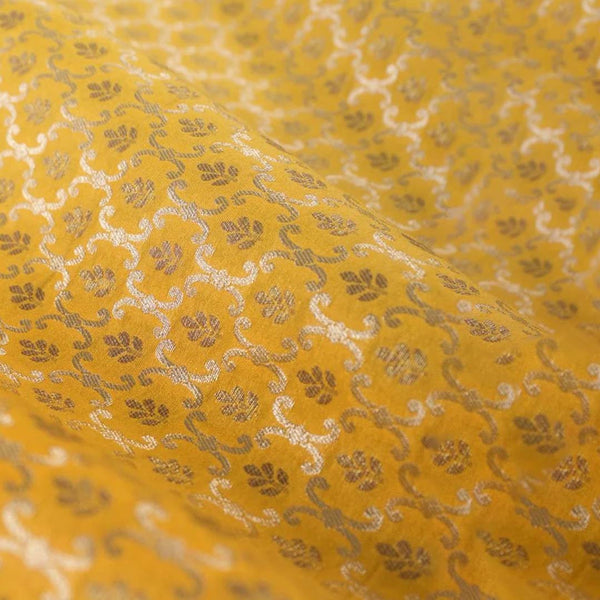 Yellow Handwoven Banarasi Silk Fabric by Chinaya Banaras