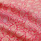 Candy Red Handwoven Banarasi Silk Fabric by Chinaya Banaras