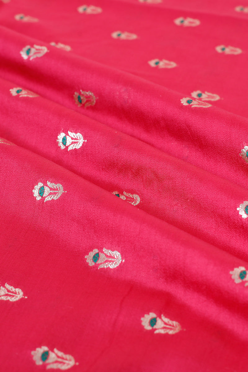 Cerise Pink Handwoven Mulberry Silk Than Dress material zoom view by Chinaya Banaras