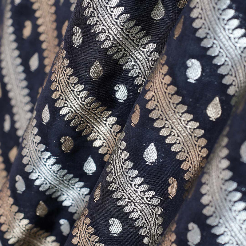 Black Handwoven Banarasi Silk Fabric At Chinaya Banaras