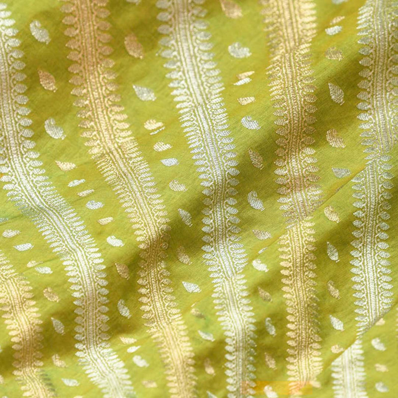 Green Handwoven Banarasi Silk Fabric At Chinaya Banaras