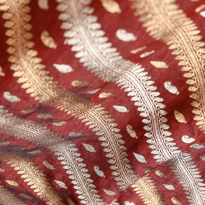 Brown Handwoven Banarasi Silk Fabric At Chinaya Banaras