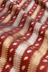 Pecan Brown Handwoven Banarasi Silk Fabric
