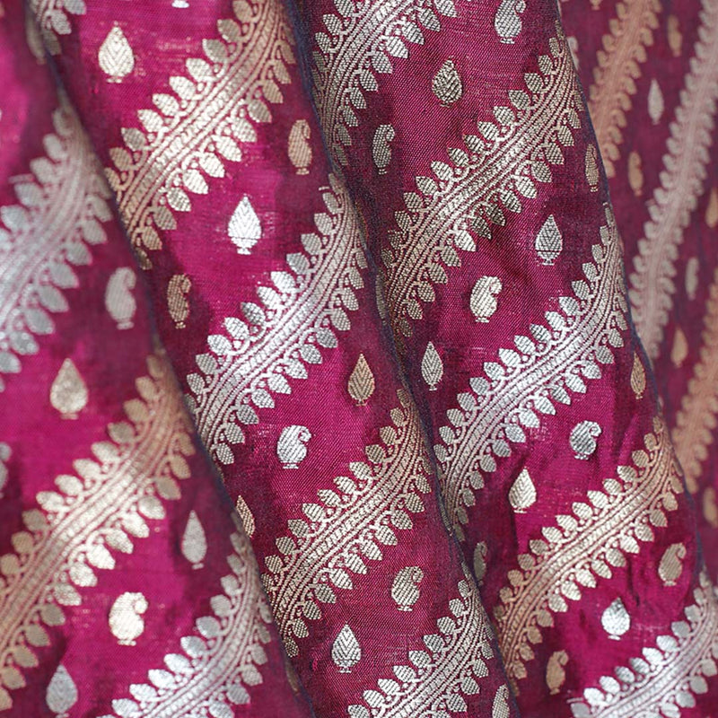 Products Tyrian Purple Handwoven Banarasi Silk Fabric