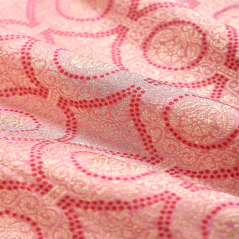 Pink Handwoven Banarasi Silk Fabric by Chinaya Banaras
