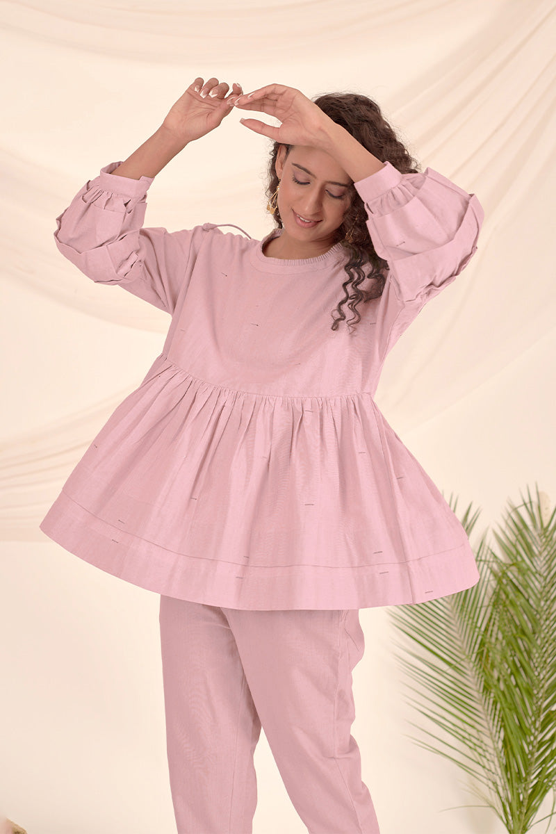 Women in Nude Pink Cotton Co-Ord Dress at Chinaya Banaras