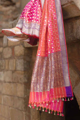 Cerise Pink Handwoven Banarasi Silk Saree