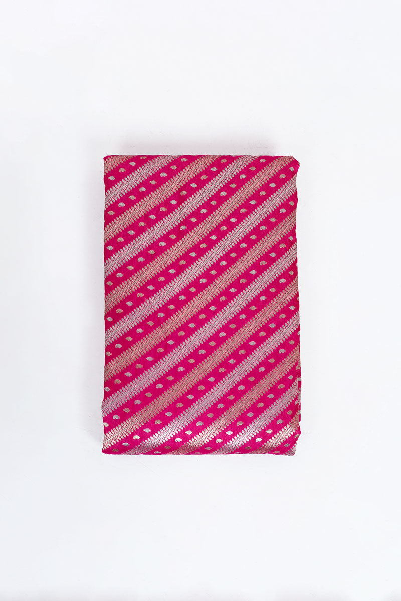 Products Magenta Pink Handwoven Banarasi Silk Fabric