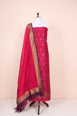 Magenta Pink Handwoven Tussar Silk  Co-ord Dress Material